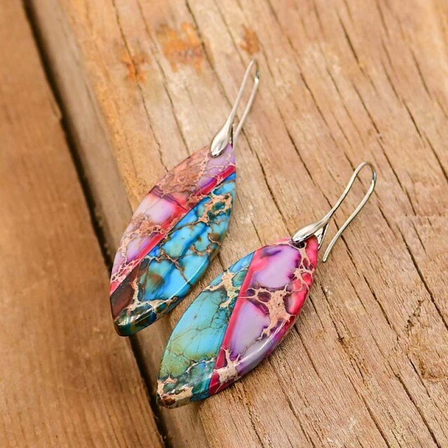 Purple Leaf Jasper Earrings
