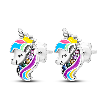 Cute Unicorn Sterling Silver Stud Earrings