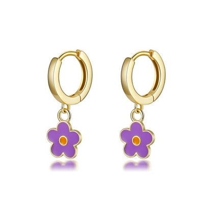 Flower 925 Sterling Silver Hoop Earrings