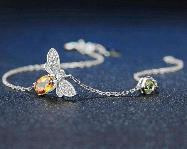 Spiritual Bee Citrine Gold Plated Bracelet