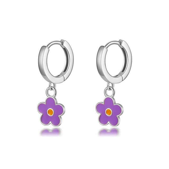 Flower 925 Sterling Silver Hoop Earrings