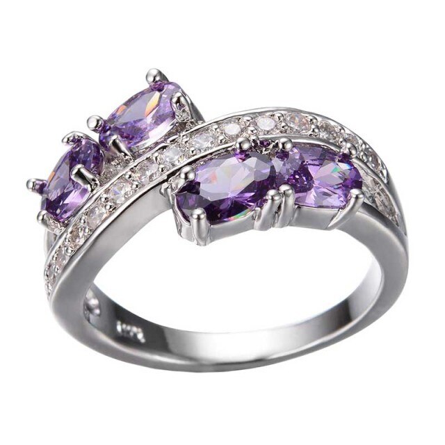 Stylish Amethyst Silver Ring