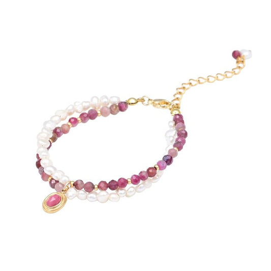 Elegant Rhodochrosite Pearl Bracelet