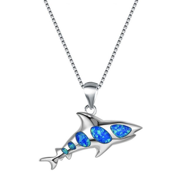 Spirit Shark Opal Silver Necklace