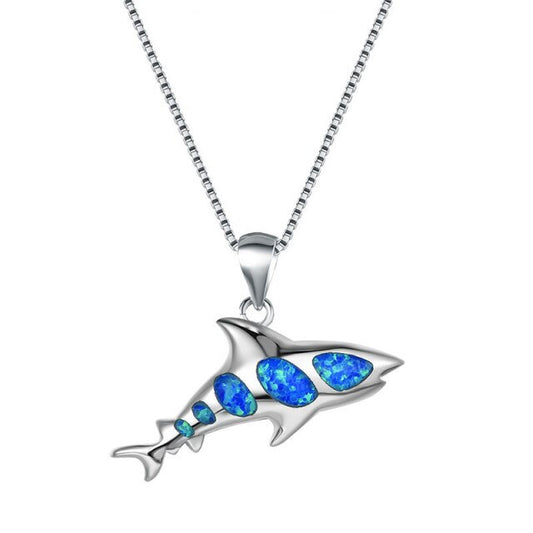 Spirit Shark Opal Silver Necklace