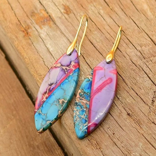 Purple Leaf Jasper Earrings