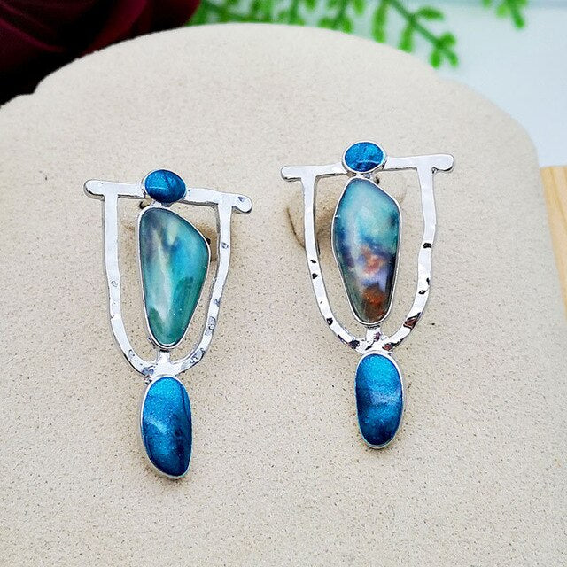Ethnic Design Blue Earrings
