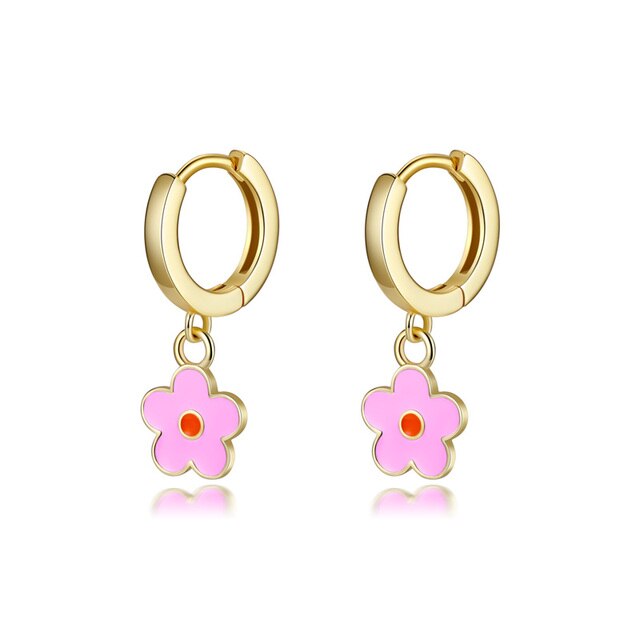Flower 925 Sterling Silver Hoop Earrings