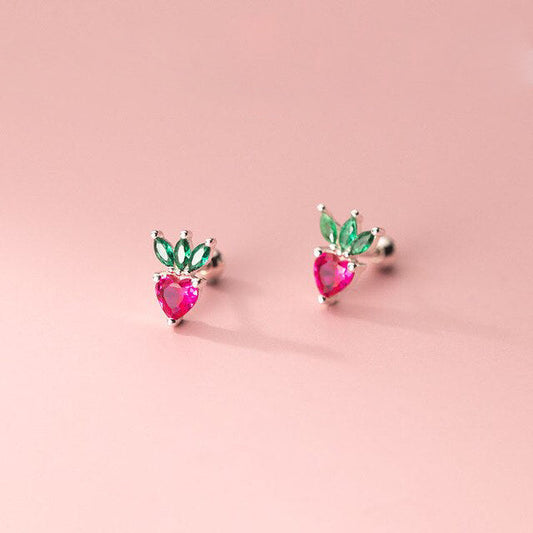 Strawberry 925 Sterling Silver Stud Earrings