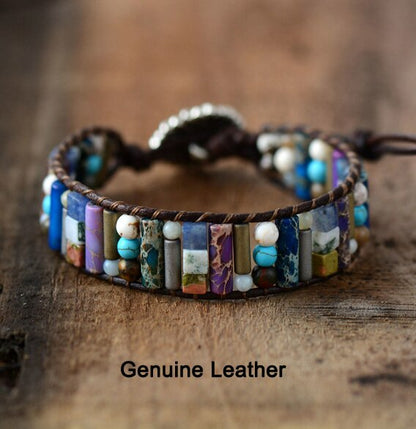 Natural Mixed Stone Tube Bracelet