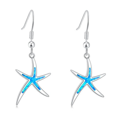 Spiritual Fire Opal Silver Starfish Earrings