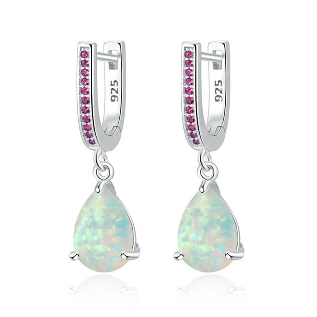 Green Opal Silver Earrings
