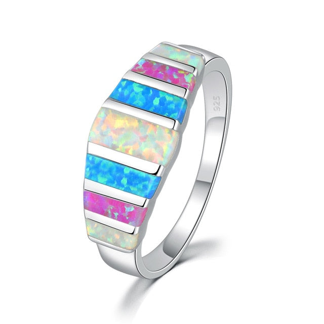 Spirit "Calming Night" Fire Opal Silver Ring