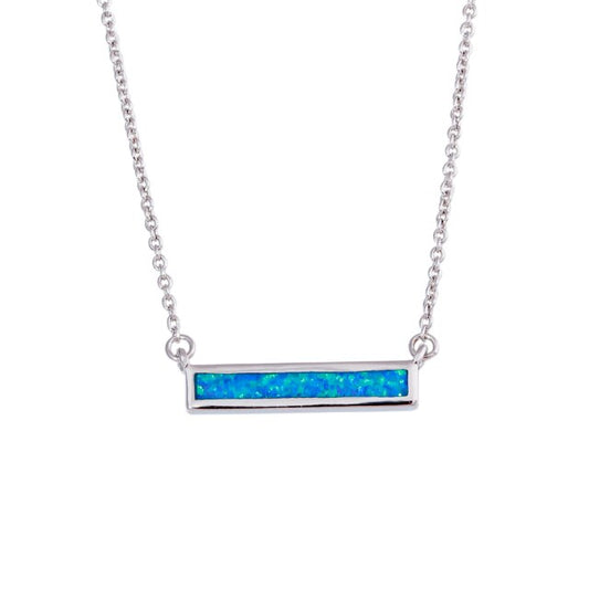 Rectangular Fire Opal Sterling Silver Necklace